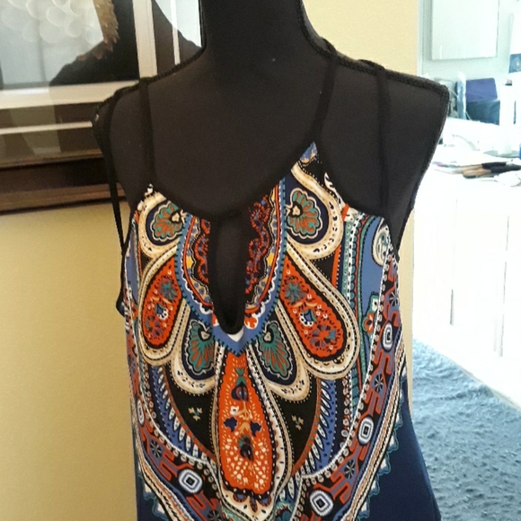 Paisley print top with fringed gem - Picture 2 of 3